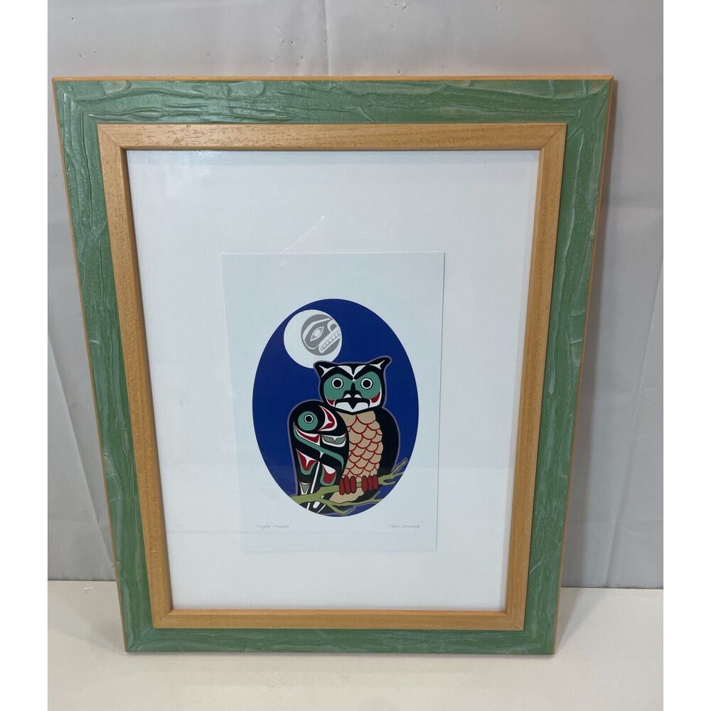 Odin Lonning Signed Art Card Print Framed Matted Night Hunter Owl Tlingit Tribal - Picture 3 of 16
